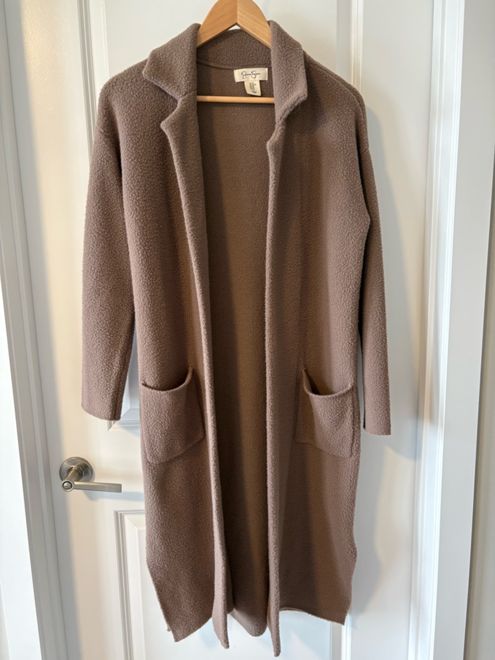 Jessica Simpson Long Open-Front Cardigan in Taupe Brown